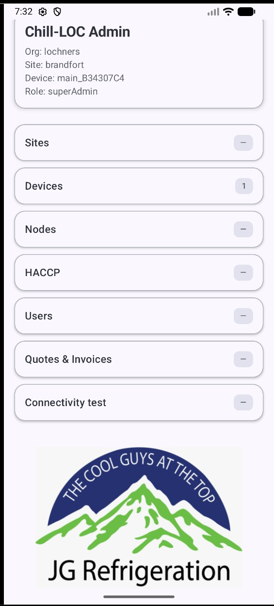 Chill-LOC App - Dashboard